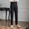 Straight Leg Pleated Trousers